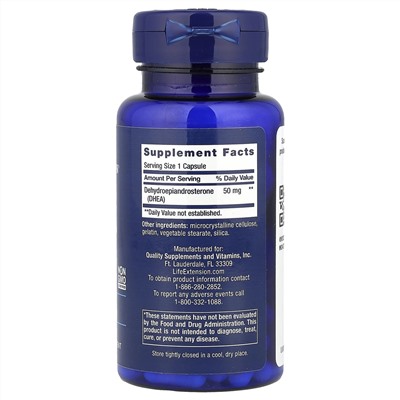 Life Extension, DHEA, 50 мг, 60 капсул