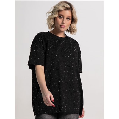 Футболка Ия (черная/стразы) Б15236-4М