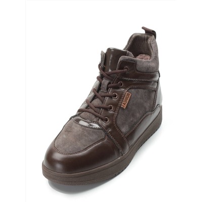 04-PA-18Z BROWN Ботинки зимние женские (натуральная замша и кожа, шерсть)
