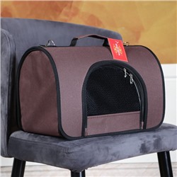 Сумка - переноска для животных, 2 входа, 40×25×28 см, коричневая