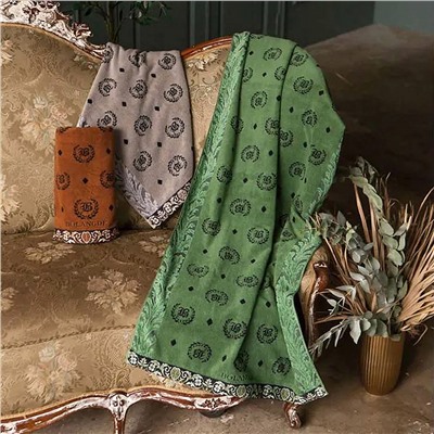 "Missoni-3027" Полотенце махровое 34х78см, плотность 375гр/м2, 100% хлопок, зеленый, Bolangde (Китай)