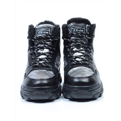 2222-3 BLACK Ботинки зимние женские (искусственные материалы)