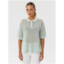 Блузка поло вязаная светло-зелёная
