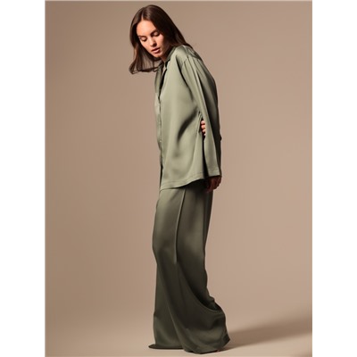 Пижама женская (рубашка, брюки) SL HOME Tensel Home, зелёная