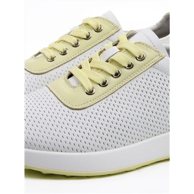 03-YC352-2 WHITE/YELLOW  Кроссовки летние женские (натуральная кожа)