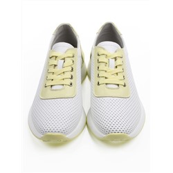 03-YC352-2 WHITE/YELLOW  Кроссовки летние женские (натуральная кожа)