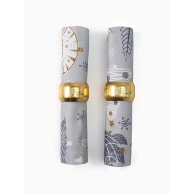 Набор салфеток сервировочных «Этель» Let it snow, 40×40 см - 2 шт., с декоративными кольцами, серые