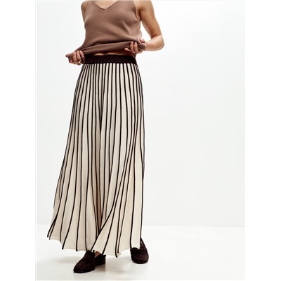 Юбка-плиссе DORA, Молочный с шоколадными полосками