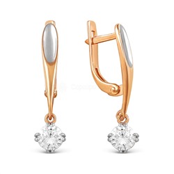 Серьги из золочёного серебра с кристаллами Swarovski и родированием 925 пробы С-3683зрс8088