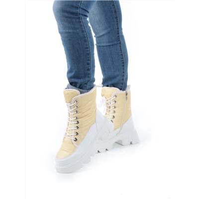 02-FAS99-5Z YELLOW/WHITE Дутики женские (искусственная кожа, плащевая ткань, шерсть)