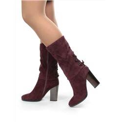 02-YF189-203M PURPLE Полусапоги зимние женские (натуральная замша, натуральный мех (еврозима))