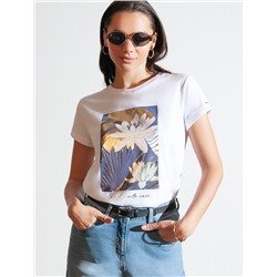 Свободная футболка с принтом из премиального хлопка с эластаном