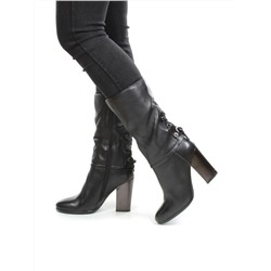 02-YF189-200M BLACK Полусапоги зимние женские (натуральная кожа, натуральный мех (еврозима))