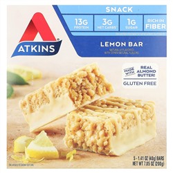 Atkins, Лимонный батончик, 5 батончиков, весом 40 г (1,41 унции) каждый