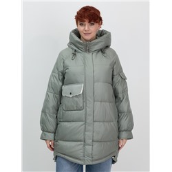 Куртка зимняя женская с капюшоном модная зеленого цвета 7341Z