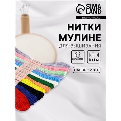 Набор ниток мулине №13/14, 8±1 м, 12 шт.