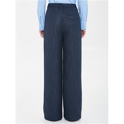 Брюки прямые тёмно-синие с карманами