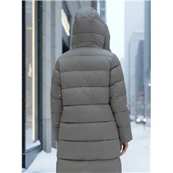 Пальто зимнее утепленное с капюшоном женское светло-коричневого цвета 7779SK