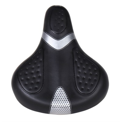 Седло велосипедное суперкомфортное COMIRON KING DIVAN II C095 260x220, Пена 57мм. Технологии: DW, ED, Spring, Верх: PU, Цвет: Чёрный+Серый /уп 16/