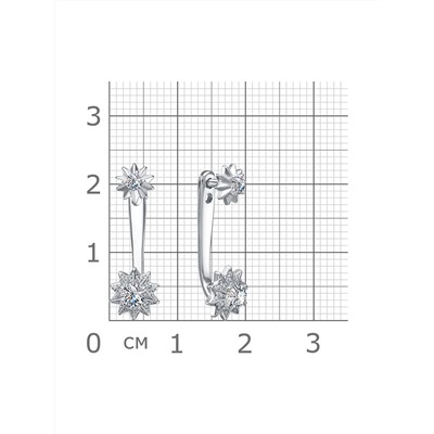 Серьги с фианитом родированные серебро 925*