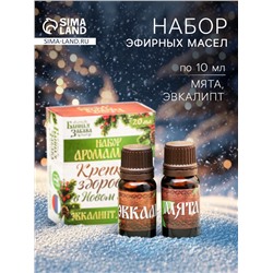 Новогодний набор эфирных масел «Крепкого здоровья в новом году!», эвкалипт, мята, 2 шт. по 10 мл