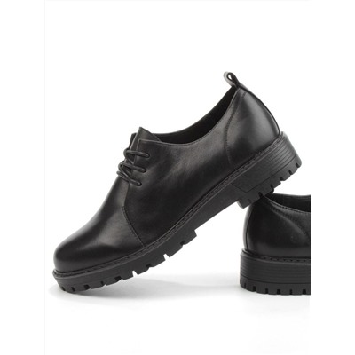 03-DYL76-1 BLACK Полуботинки женские (натуральная кожа)
