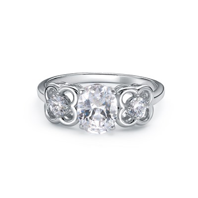 Кольцо с фианитом родированное серебро 925*