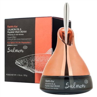 Омолаживающий крем с маслом лосося и пептидами FarmStay Salmon Oil Peptide Vital Cream 50 g