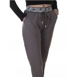 2611 GRAY Штаны утепленные спортивные женские (85% хлопок, 10% полиэстер, 5% спандекс)