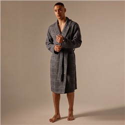 Халат вафельный мужской SL HOME: Chess «Гри Сандре», размер M, хлопок 100%, тёмно-серый