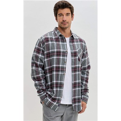 Рубашка F521-0460 grey-bordo