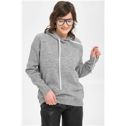 Джемпер вязаный тёмно-серый с капюшоном