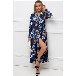 Платье-халат синее на запахе Доната №2