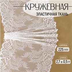 Кружевная эластичная ткань, 225 мм, 2.7±0.5 м, белая