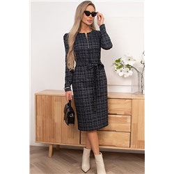 Платье тёмно-синее трикотажное с поясом Шерри №7