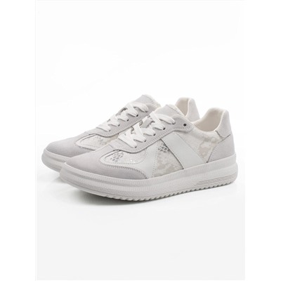 03-A1024-9 WHITE/LT. GRAY Полуботинки спортивные женские (натуральная замша,натуральная кожа)