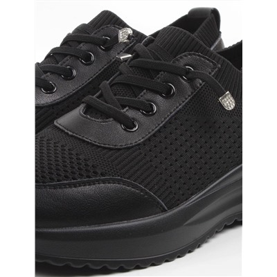 03-A629-1 BLACK Кроссовки-носки "Снокеры" женские (натуральная кожа, текстиль)