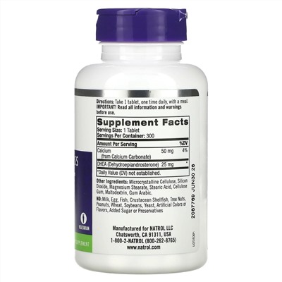 Natrol, ДГЭА, 25 мг, 300 таблеток