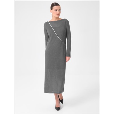 Платье вязаное тёмно-серое с длинным рукавом