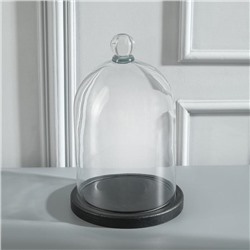 Стеклянный купол - клош с шариком на подставке «Родрик», 24×15 см, чёрный