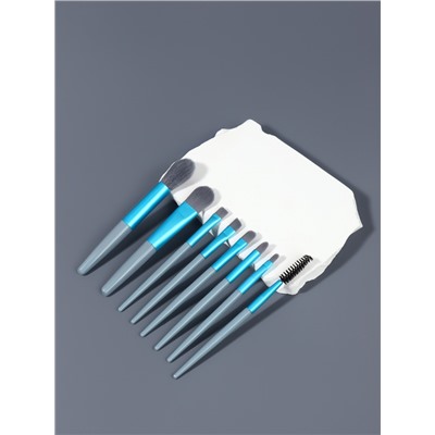 Набор кистей для макияжа Pastel, 8 предметов, PVC-чехол, голубой