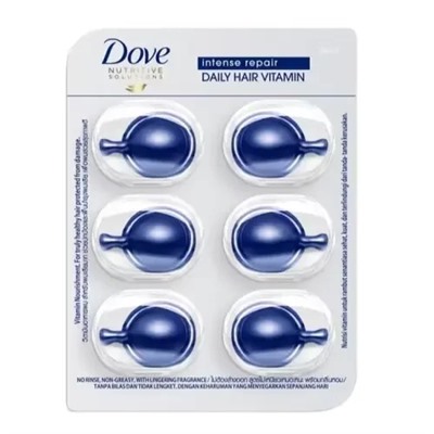 Витамины для волос Интенсивное восстановление, Dove Intense Repair 6 капсул, Dove Intense Repair Daily Hair Vitamin — капсулы красоты для ваших волос