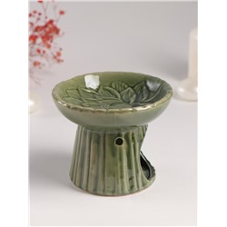 Аромалампа для эфирных масел «Лотос», керамика, т. зелёная, 11.4×11.4×9 см