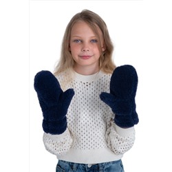 Варежки детские меховые индиго