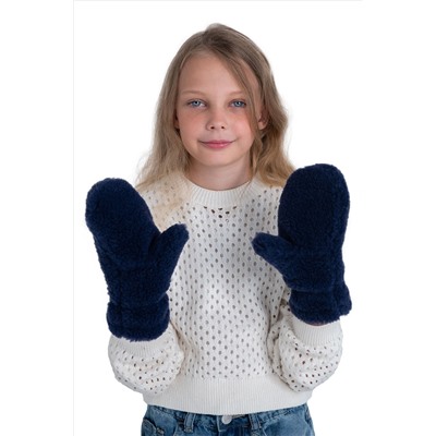 Варежки детские меховые индиго