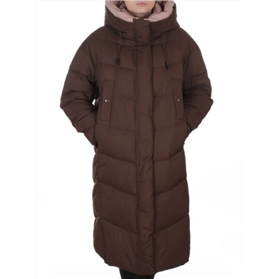8867 BROWN Пальто зимнее женское (200 гр. холлофайбер)