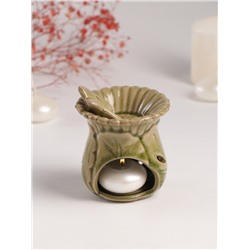 Аромалампа для эфирных масел «Бабочка на цветке», керамика, т. беж, 7.5×8.5×9.8 см