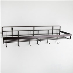 Полка бытовая с крючками 40,4×13,3×12,5 см, цвет коричневый