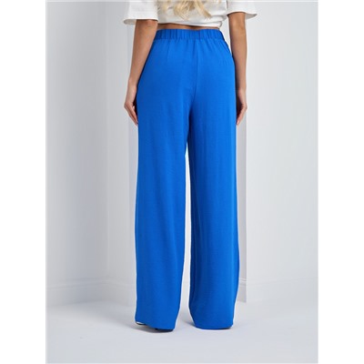 Брюки широкие синие с карманами