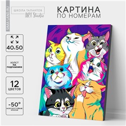 Картина по номерам на холсте с подрамником «Яркие котики», 40 х 50 см